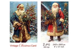 Vintage Santa Christmas card, Christmas Junk Journal papers Product Image 1