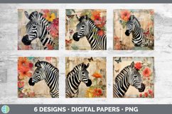 Bundle of six Decoupage Zebras Paper Backgrounds designs.
