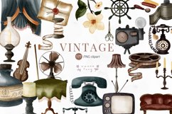 Watercolor Vintage Clipart, PNG Product Image 1