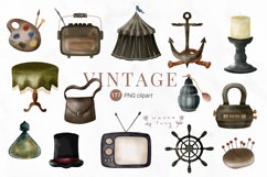 Watercolor Vintage Clipart, PNG Product Image 5