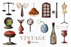 Watercolor Vintage Clipart, PNG Product Image 6