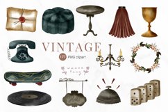 Watercolor Vintage Clipart, PNG Product Image 7