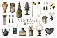 Watercolor Vintage Clipart, PNG Product Image 9