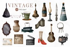 Watercolor Vintage Clipart, PNG Product Image 11