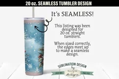 Vintage Blue Pink Christmas Snowman SEAMLESS 20 oz Tumbler Product Image 2