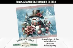 Vintage Blue Pink Christmas Snowman SEAMLESS 20 oz Tumbler Product Image 3