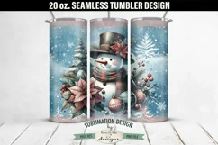 Vintage Blue Pink Christmas Snowman SEAMLESS 20 oz Tumbler Product Image 1