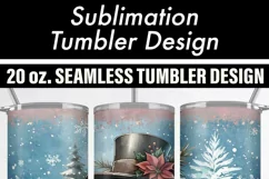 Vintage Blue Pink Christmas Snowman SEAMLESS 20 oz Tumbler Product Image 4