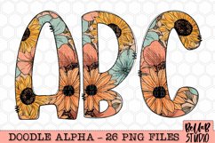 Floral Doodle Letters Alphabet, Doodle Sublimation Letters Product Image 1