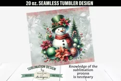 Vintage Green Pink Christmas Snowman SEAMLESS 20 oz Tumbler Product Image 3