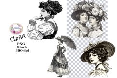 Ladies, 6, PNG, Junk Journal, Vintage, clipart Product Image 1