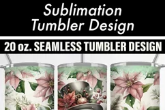 Pink Poinsettia Christmas Snowman SEAMLESS 20 oz Tumbler PNG Product Image 4
