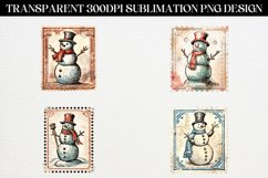 Vintage Snowman Stamp Christmas Sublimation Design PNG Product Image 1