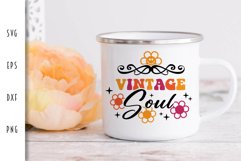 Retro SVG - Vintage Soul with Flowers Cut File Product Image 3
