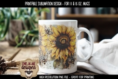 Vintage Sunflowers Sublimation Mug - 11 &amp; 15 oz sizes Product Image 5