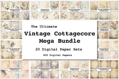 Vintage Cottagecore Digital Paper Mega Bundle Product Image 1