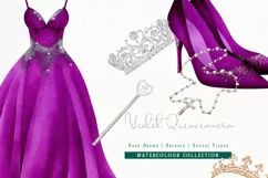 Violet Quinceanera Watercolor Clipart Png Product Image 1