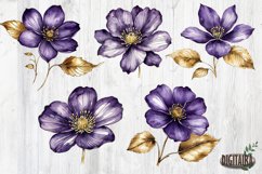 Watercolor Purple &amp; Gold Flower Bundle Product Image 3