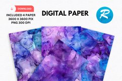Violet Blue Alcohol Ink Digital Paper, Alcohol Background Product Image 1