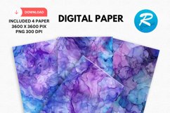 Violet Blue Alcohol Ink Digital Paper, Alcohol Background Product Image 1