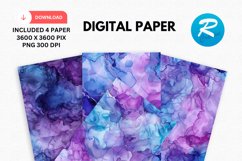 Violet Blue Alcohol Ink Digital Paper, Alcohol Background Product Image 1