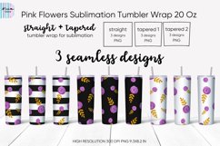 Violet Flowers Skinny Seamless Tumbler Sublimation Wrap Product Image 1