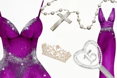 Violet Quinceanera Watercolor Clipart Png Product Image 3
