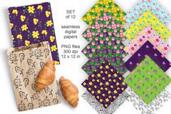 Violets n Spring Flowers Seamless Patterned Papers 12 PNG 