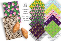 Violets n Spring Flowers Seamless Patterned Papers 12 PNG 