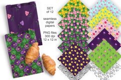 Violets n Spring Flowers Seamless Patterned Papers 12 PNG 