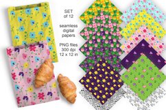 Violets n Spring Flowers Seamless Patterned Papers 12 PNG 