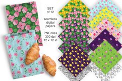 Violets n Spring Flowers Seamless Patterned Papers 12 PNG 