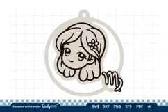 Cute Zodiac Keychain SVG | Virgo Astrology Design Product Image 2