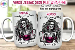 Snarky Skeleton Zodiac Sign Mug Wrap, Virgo Zodiac Mug Product Image 1