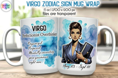 Zodiac Sign Mug Wrap PNG, Virgo 15oz Sublimation Print Product Image 1