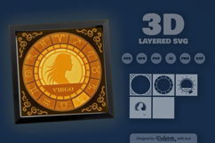 Virgo Zodiac 3D Shadow Box Layered Papercut Product Image 1