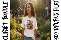 Colorful Yarn Flower Clipart Bundle - Crochet Floral Bouquet Product Image 14