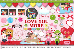 Valentine Day Digital Paper and Clipart png, illustration Product Image 3