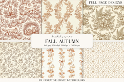 Fall Autumn Watercolor Digital Papers Backgrounds Product Image 1