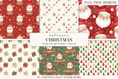 Vintage Santa Christmas Workshop Digital Paper Backgrounds Product Image 1