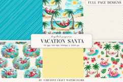 Vacation Santa Watercolor Digital Papers Tropical Background Product Image 1