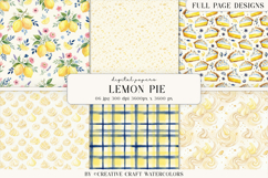 Lemon Pie Watercolor Digital Paper Bakery Backgrounds Product Image 1