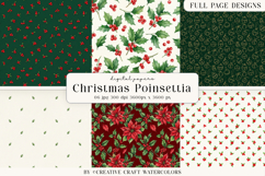 Christmas Watercolor Digital Paper, Poinsettia Backgrounds Product Image 1