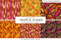 Tropical Summer Digital Paper, Neon Vibrant Backgrounds Product Image 1