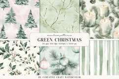 Sage Green Christmas Seamless Patterns Vintage Digital Paper Product Image 1