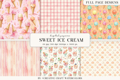 Sweet Ice Cream Digital Paper Watercolor Backgrounds Product Image 1