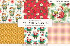 Vacation Santa Watercolor Digital Papers Tropical Background Product Image 1