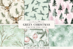 Sage Green Christmas Seamless Patterns Vintage Digital Paper Product Image 1