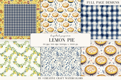 Lemon Pie Watercolor Digital Paper Bakery Backgrounds Product Image 1