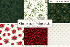 Christmas Watercolor Digital Paper, Poinsettia Backgrounds Product Image 1